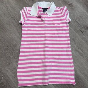 Gap Pink White Stripe T-shirt Dress Girls Small Collar Vintage